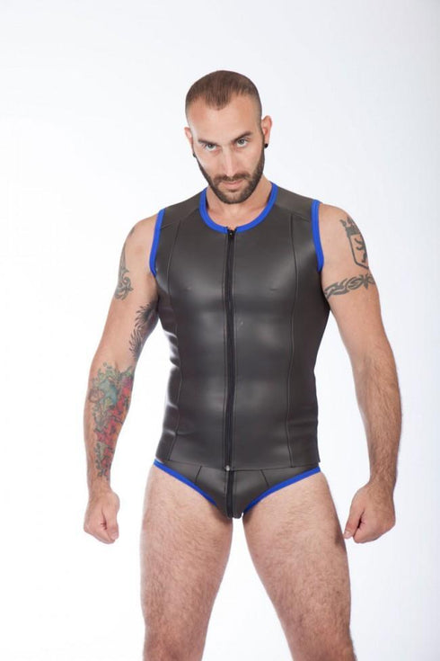 Titus - Zipper Vest - Neoprene - Black/Blue